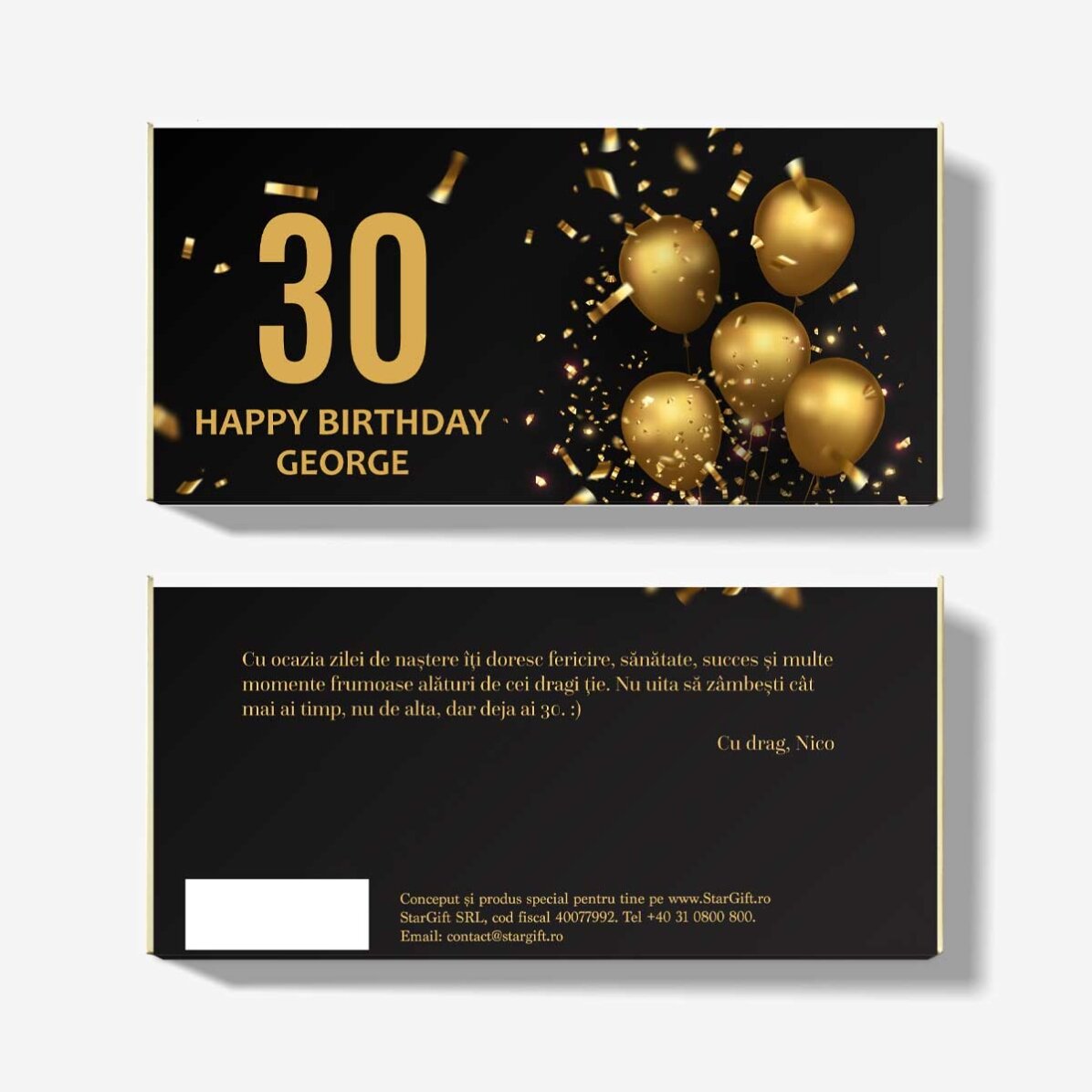 Chocolate personalizado con mensaje de cumpleaños - Birthday Wish