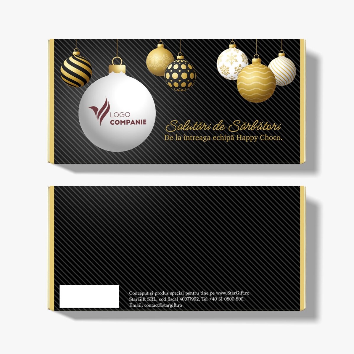 Chocolate personalizado con mensaje y logotipo - Felicidades por las fiestas