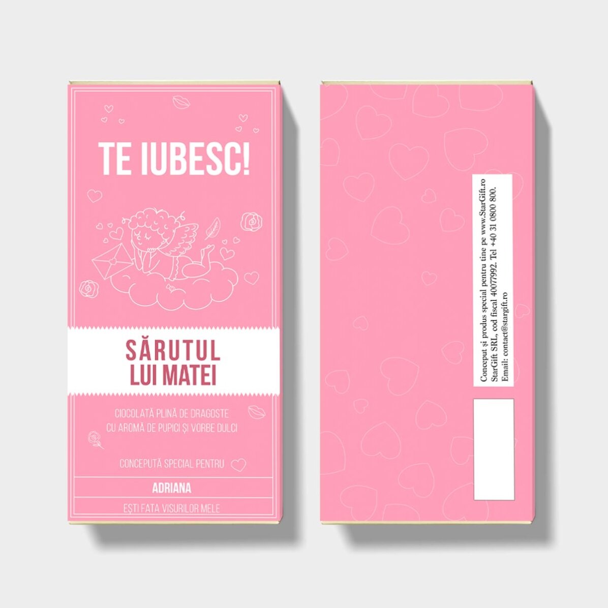 Chocolate personalizado con mensaje: «El beso de Cupido»