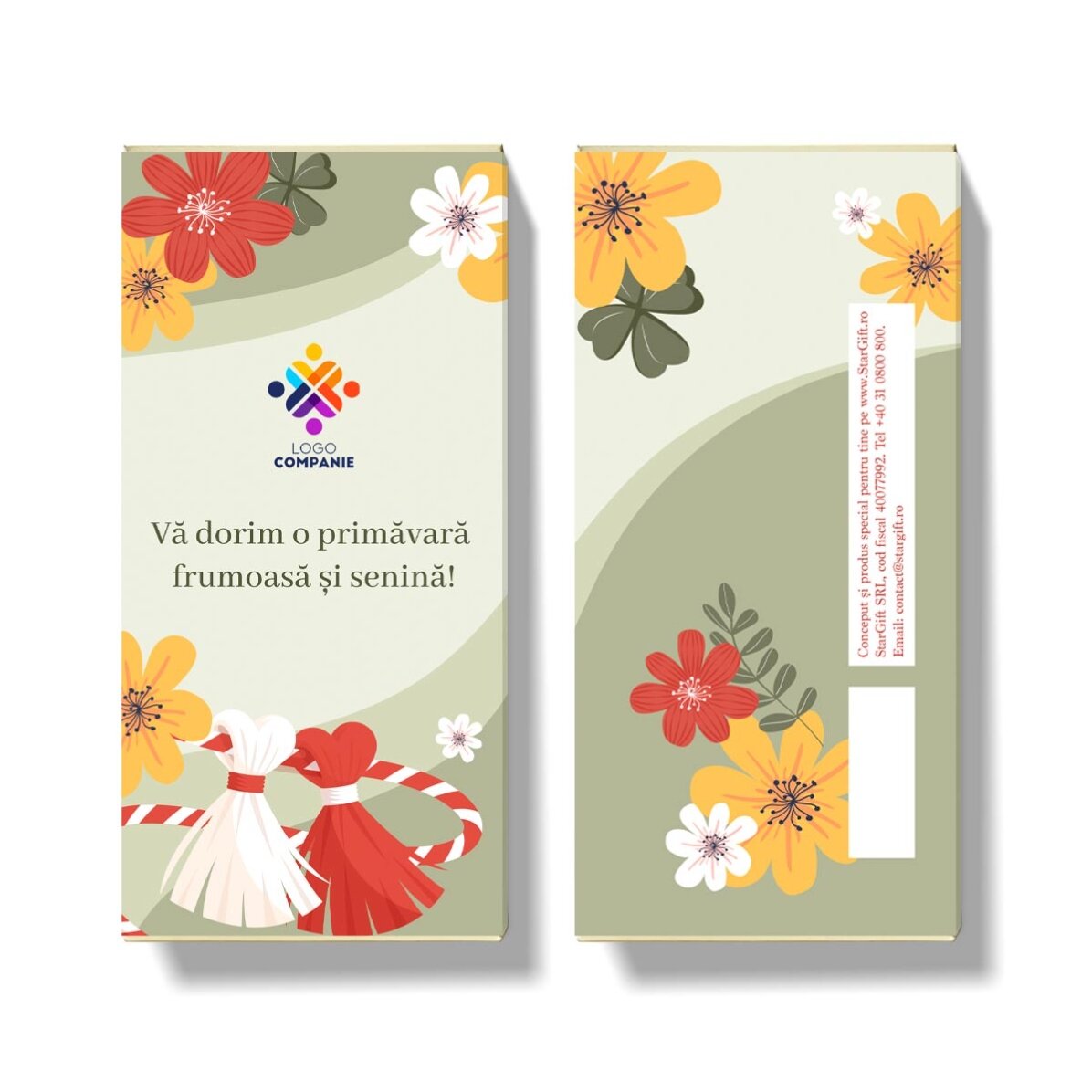 Chocolate personalizado con mensaje y logotipo - Floral
