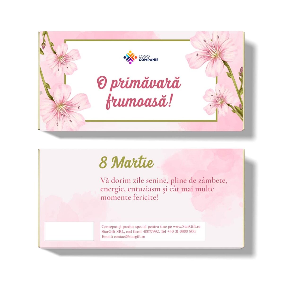 Chocolate personalizado con mensaje y logotipo - Primavera