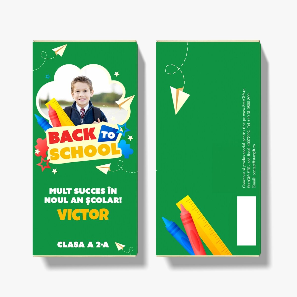 Chocolate personalizado con mensaje y foto - Vuelta al cole