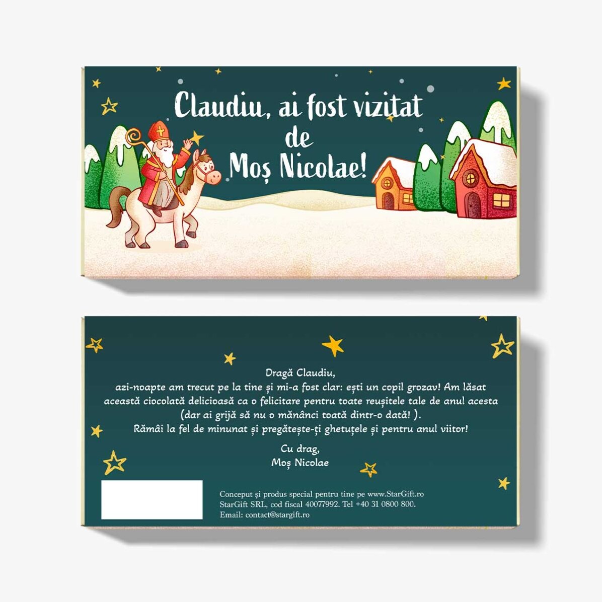 Chocolate personalizado con mensaje - Visita de San Nicolás