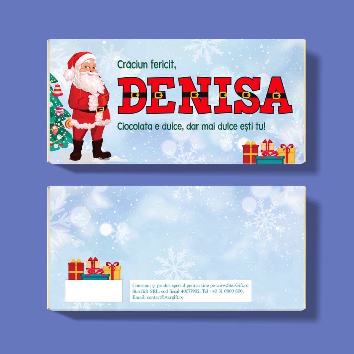 Chocolate personalizado con nombre y mensaje - De Papá Noel
