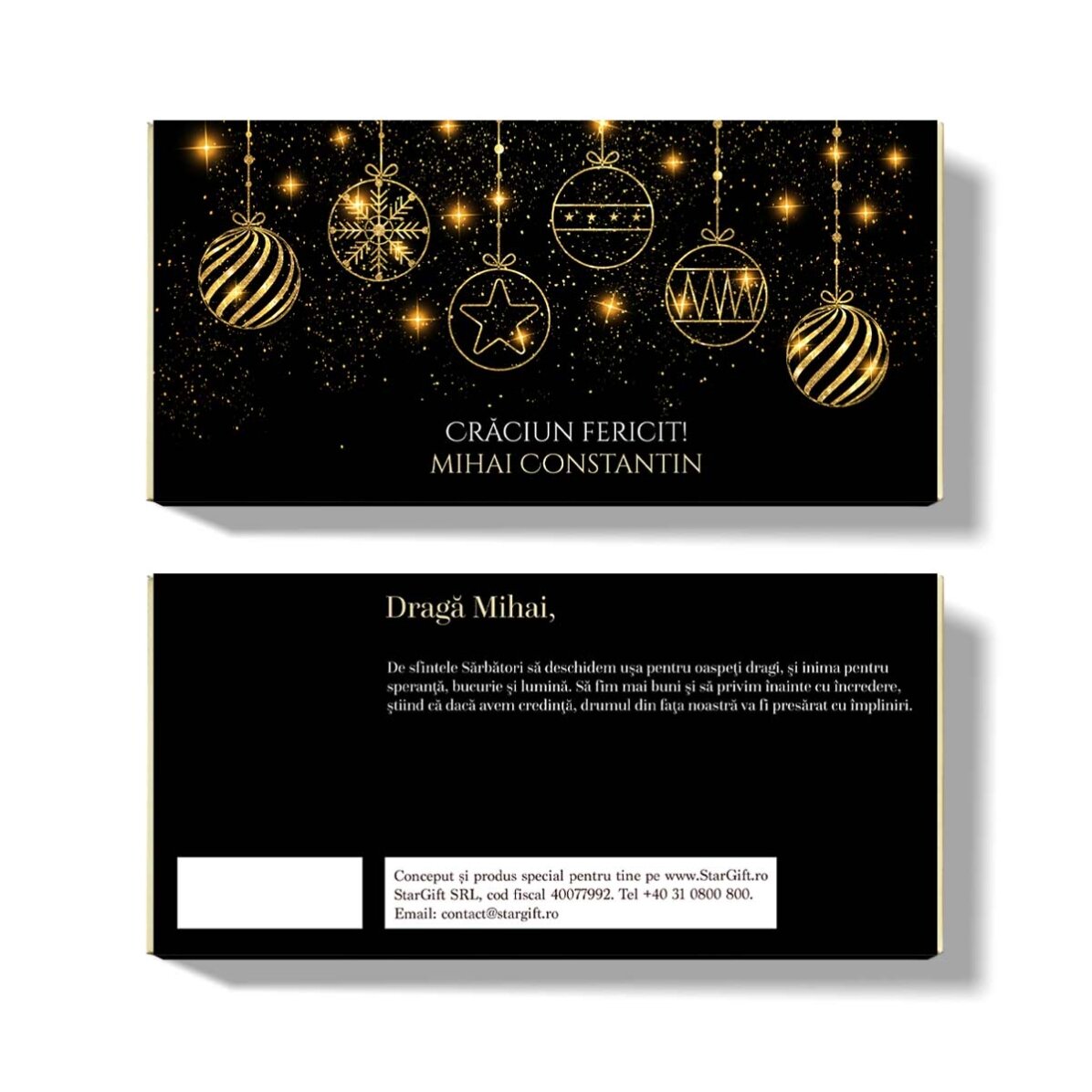 Chocolate personalizado con nombre y mensaje - Gold Christmas
