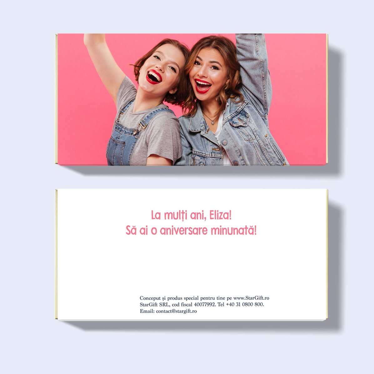 Chocolate personalizado con una foto en formato horizontal y texto