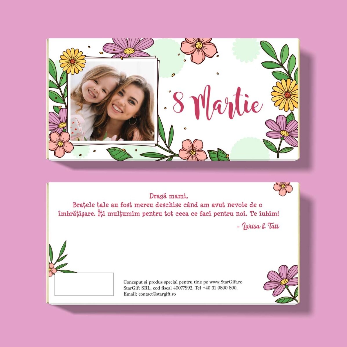 Chocolate personalizado con foto y mensaje - Marzo