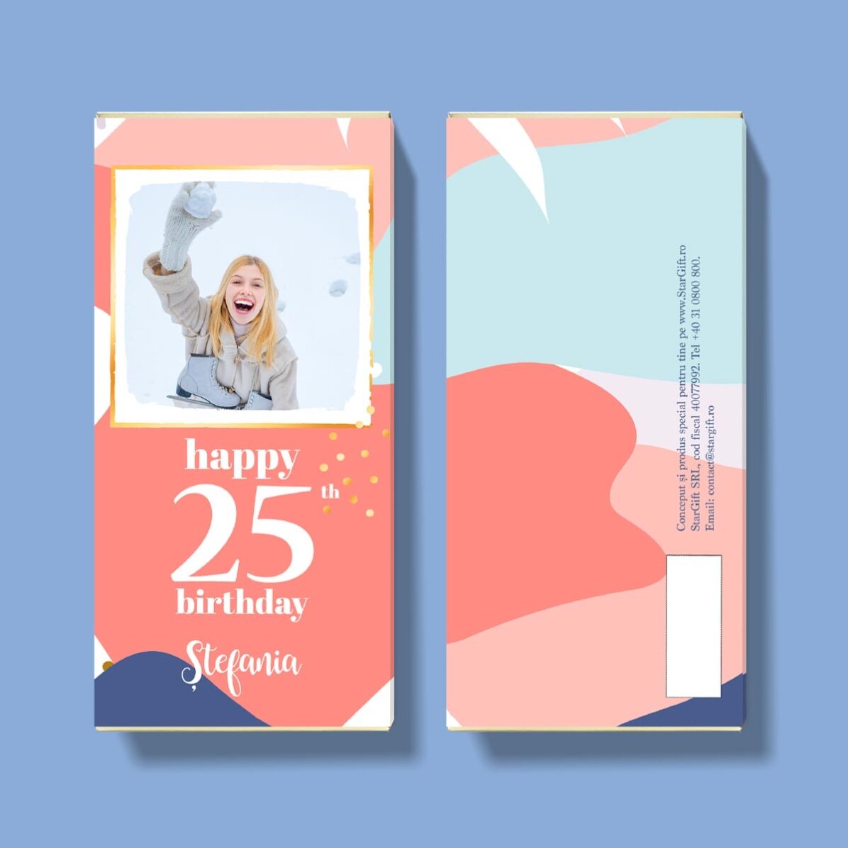Chocolate personalizado con foto y texto: ¡Feliz cumpleaños!