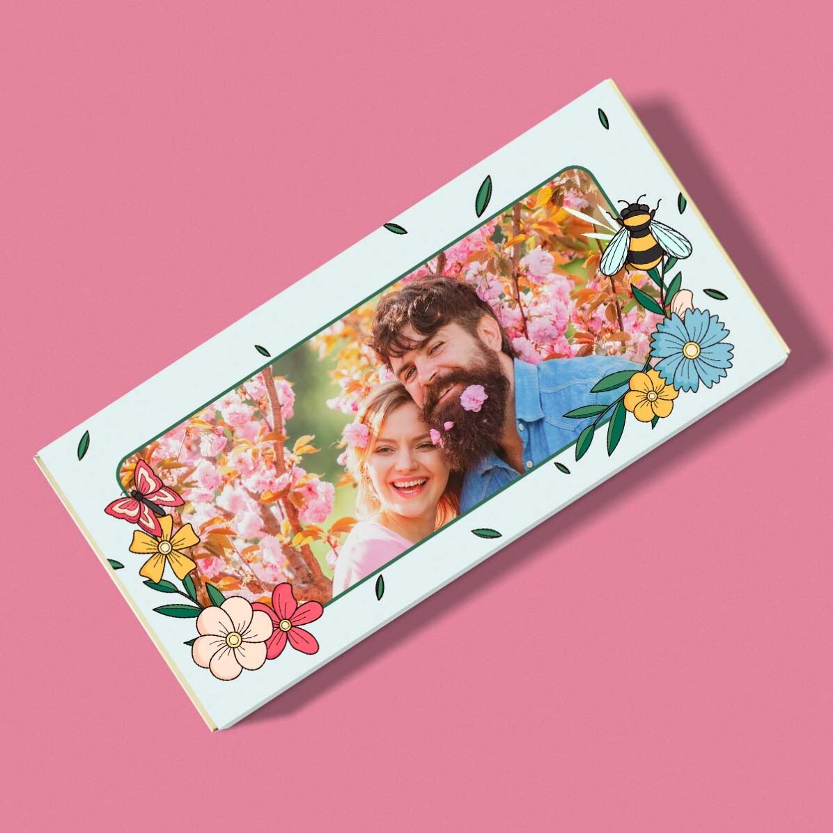 Personalised chocolate with photo and text - Spring flowers