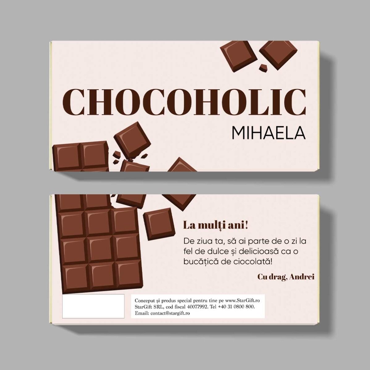Chocolate personalizado con texto - Chocoholic