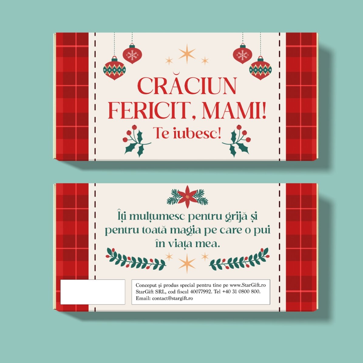 Chocolate personalizado con mensaje: ¡Feliz Navidad!