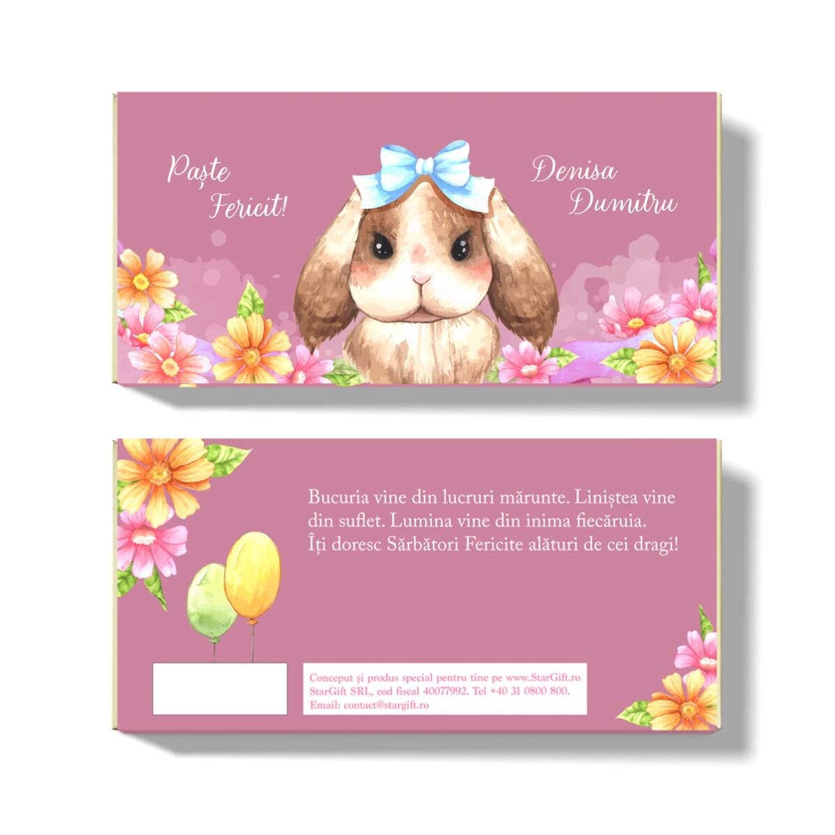 Chocolate personalizado con texto - Cute Bunny
