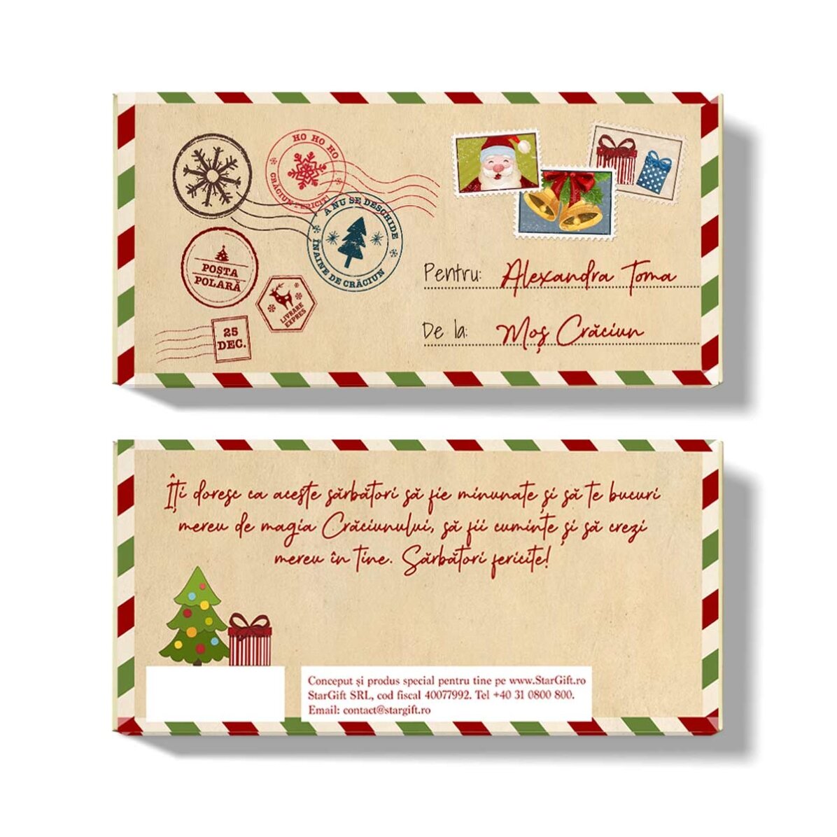 Chocolate personalizado con mensaje - De Papá Noel