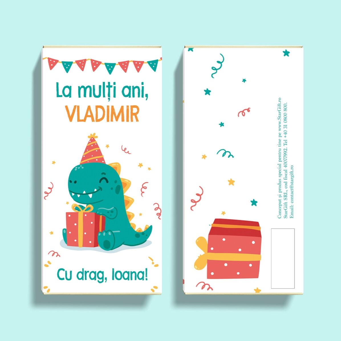 Chocolate personalizado con mensaje - Happy Dino