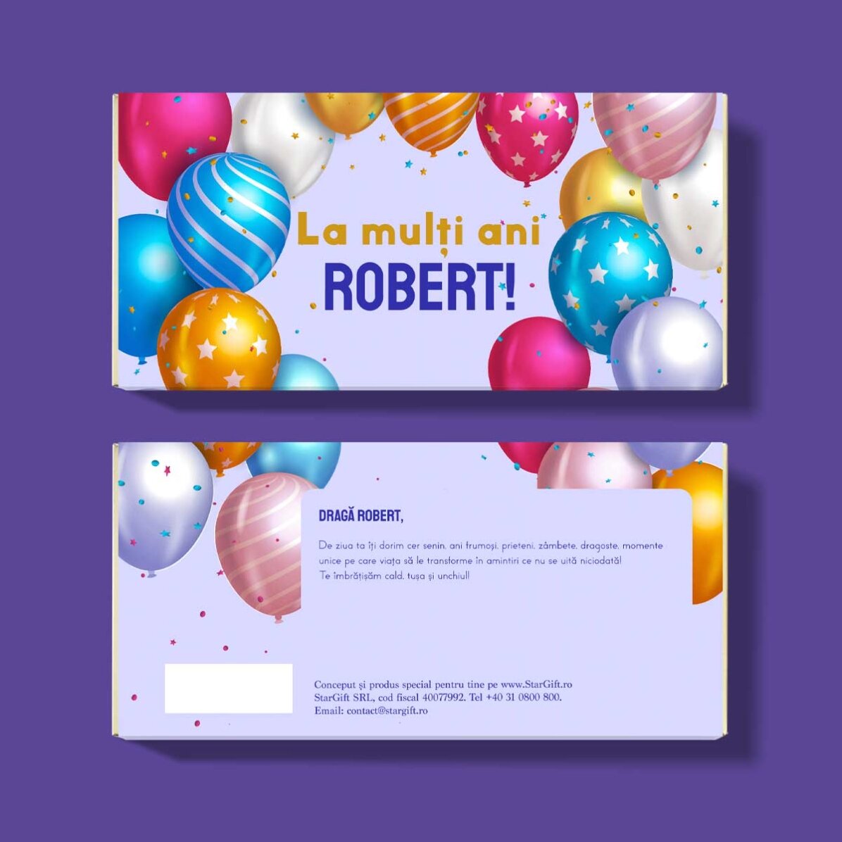 Chocolate personalizado con mensaje: ¡Feliz cumpleaños!