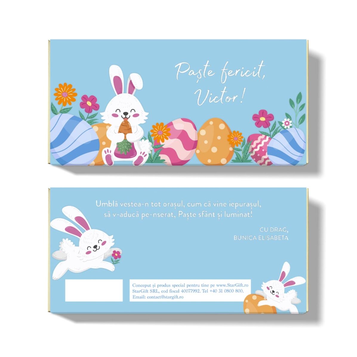 Chocolate personalizado con mensaje: ¡Feliz Pascua!
