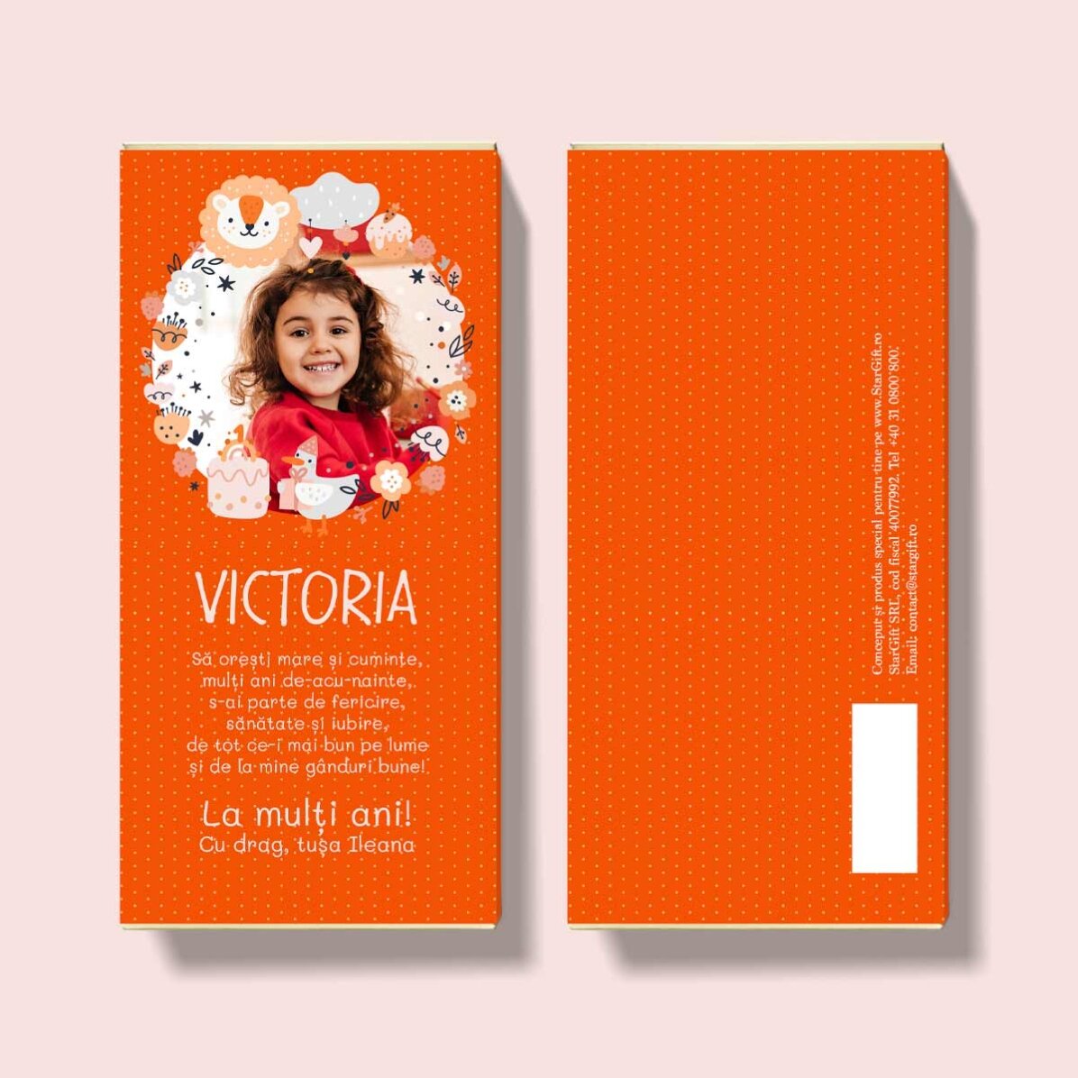 Chocolate personalizado con texto para niños - Animales adorables
