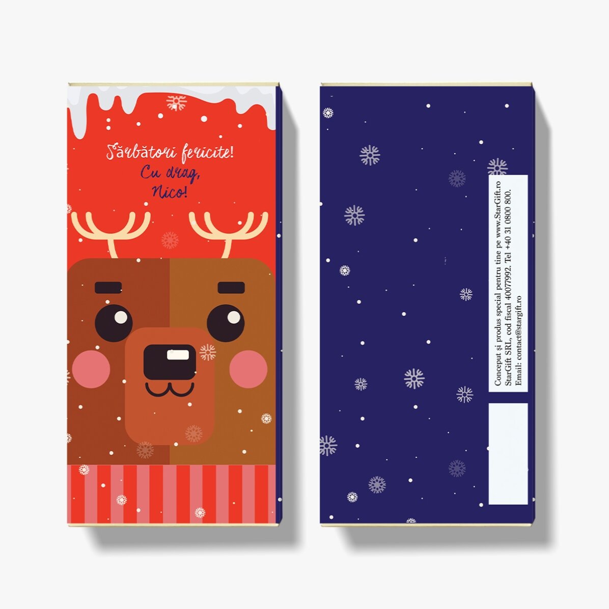 Chocolate personalizado con mensaje para Navidad: Rudolf