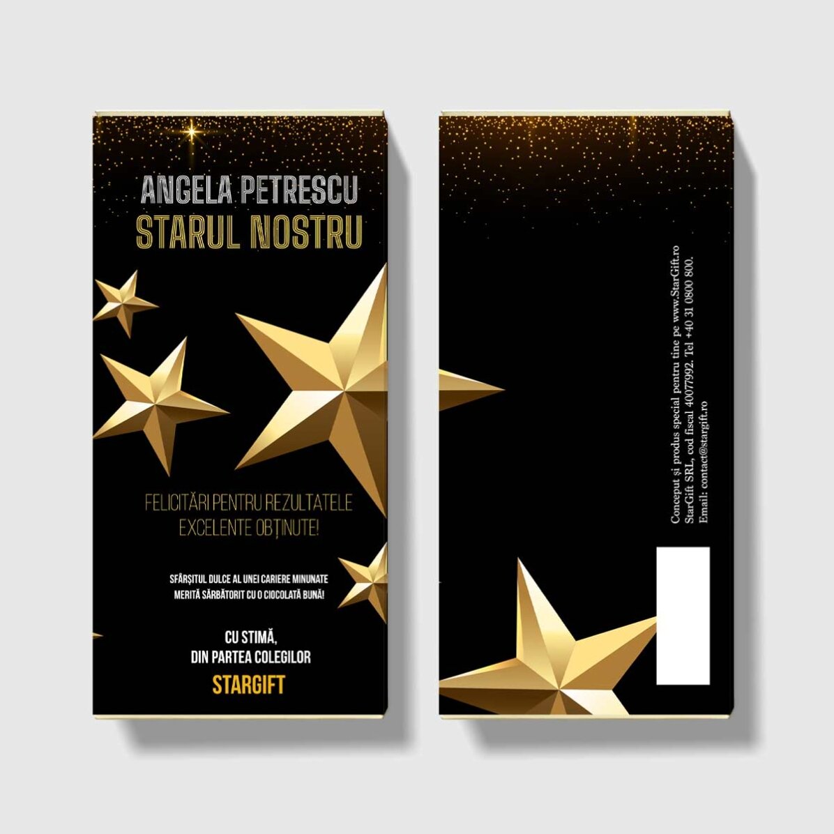 Chocolate personalizado con un mensaje para la jubilación