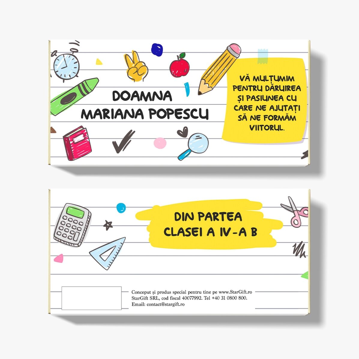 Chocolate personalizado con texto - Colegio