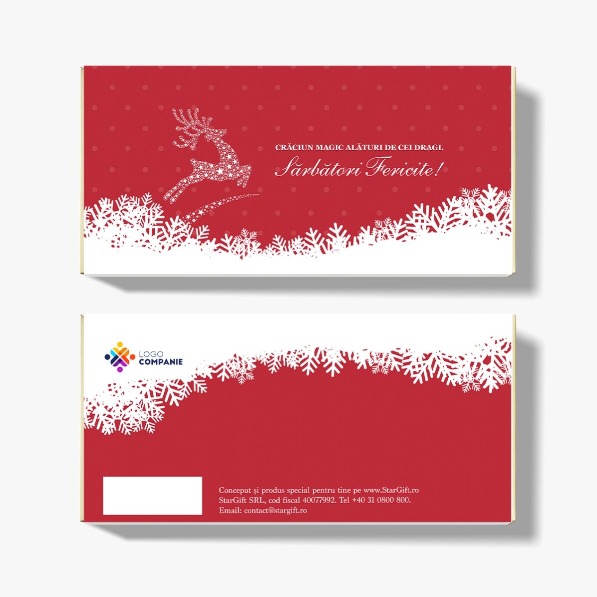 Chocolate personalizado con texto y logotipo - La magia de la Navidad