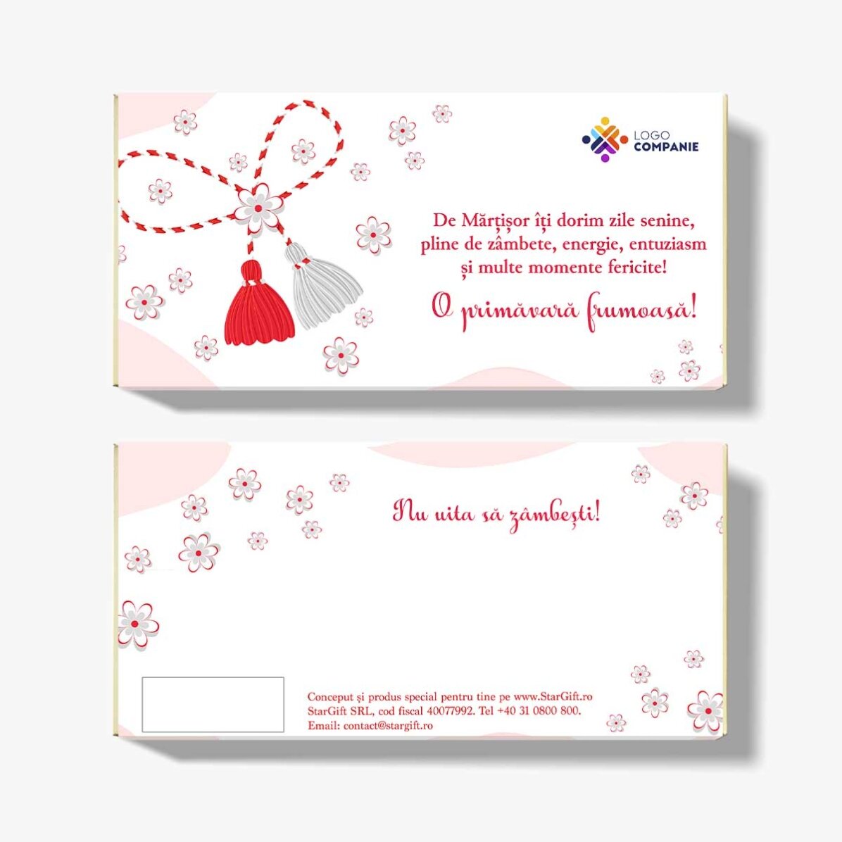 Chocolate personalizado con texto y logotipo