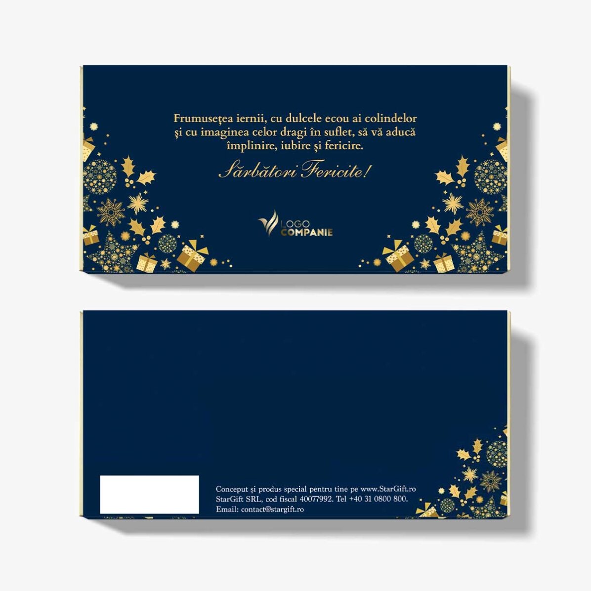 Chocolate personalizado con texto y logotipo - Historia de Navidad