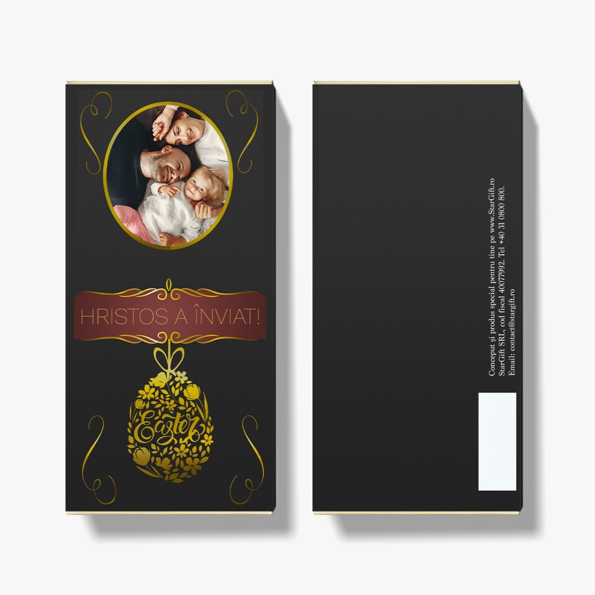 Chocolate personalizado con texto y foto para Pascua