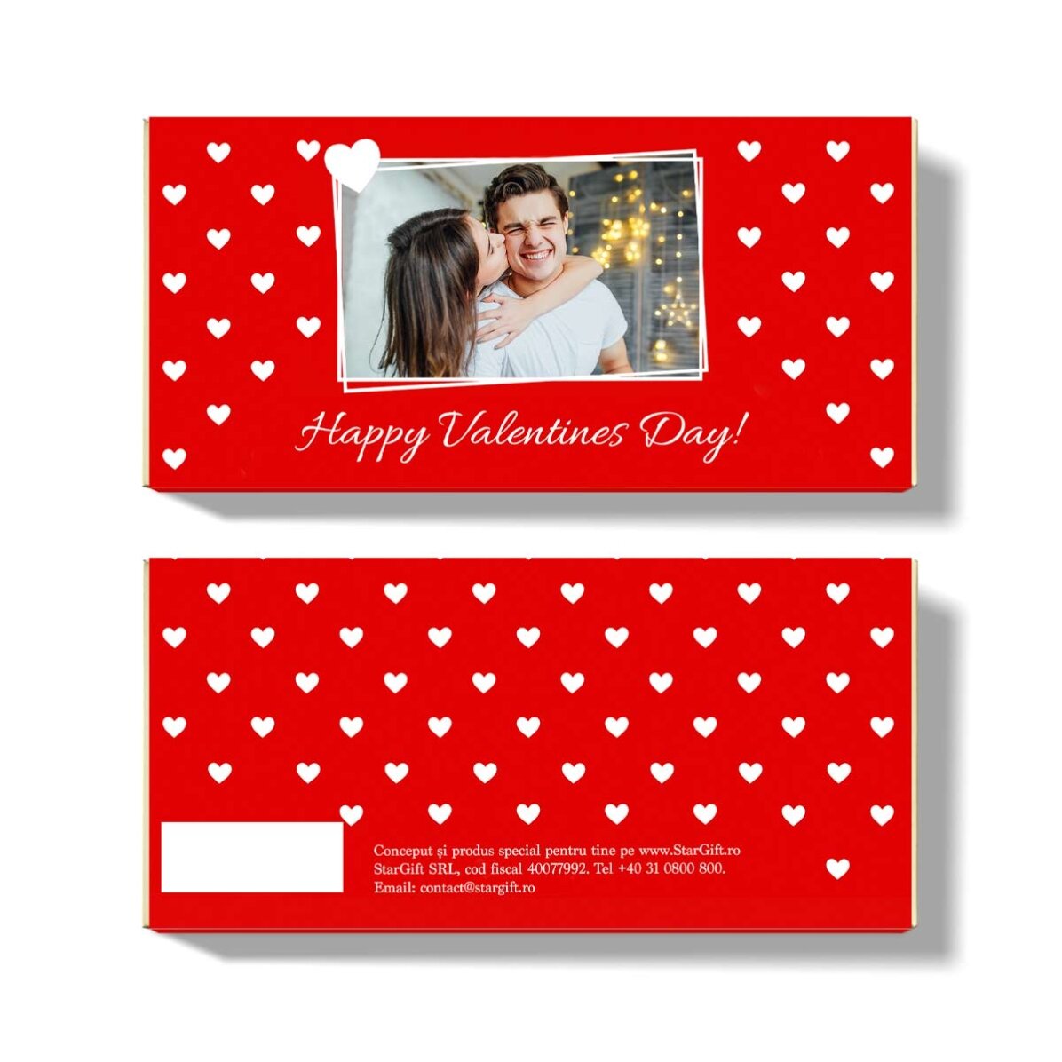 Chocolate personalizado con texto y foto - Feliz San Valentín