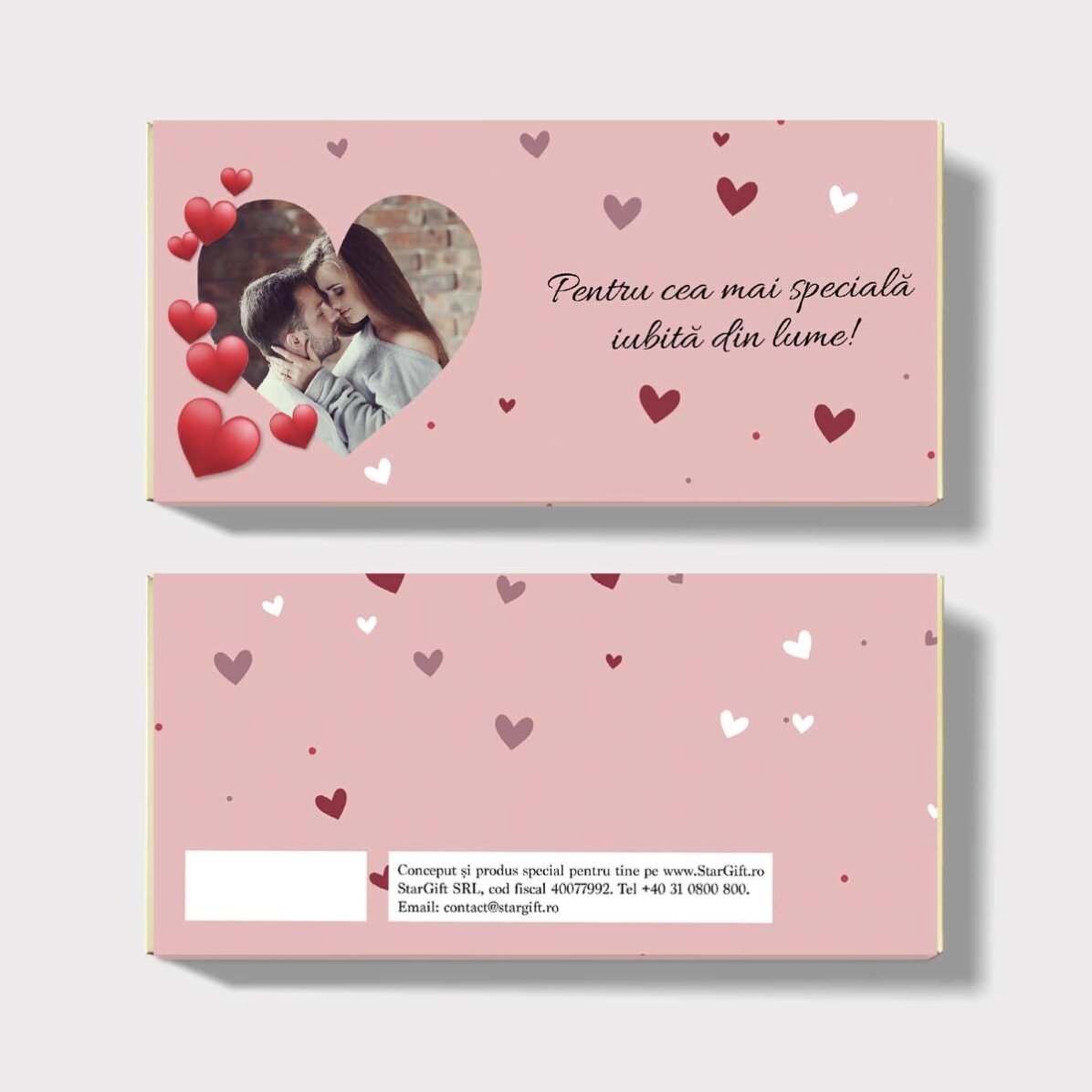 Chocolate personalizado con texto y foto: «¡Te quiero!»