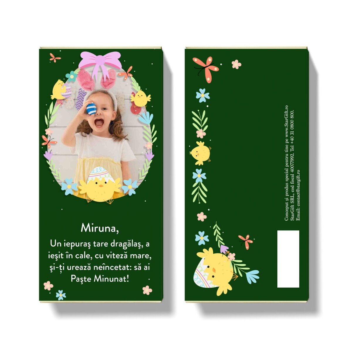 Chocolate personalizado con texto y foto - Paste Minunat