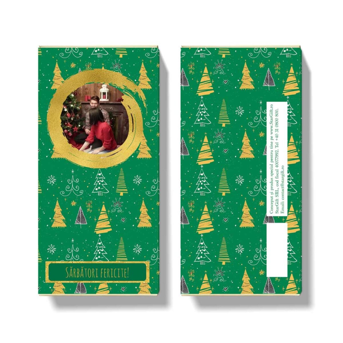 Chocolate personalizado de Navidad - Green Pattern