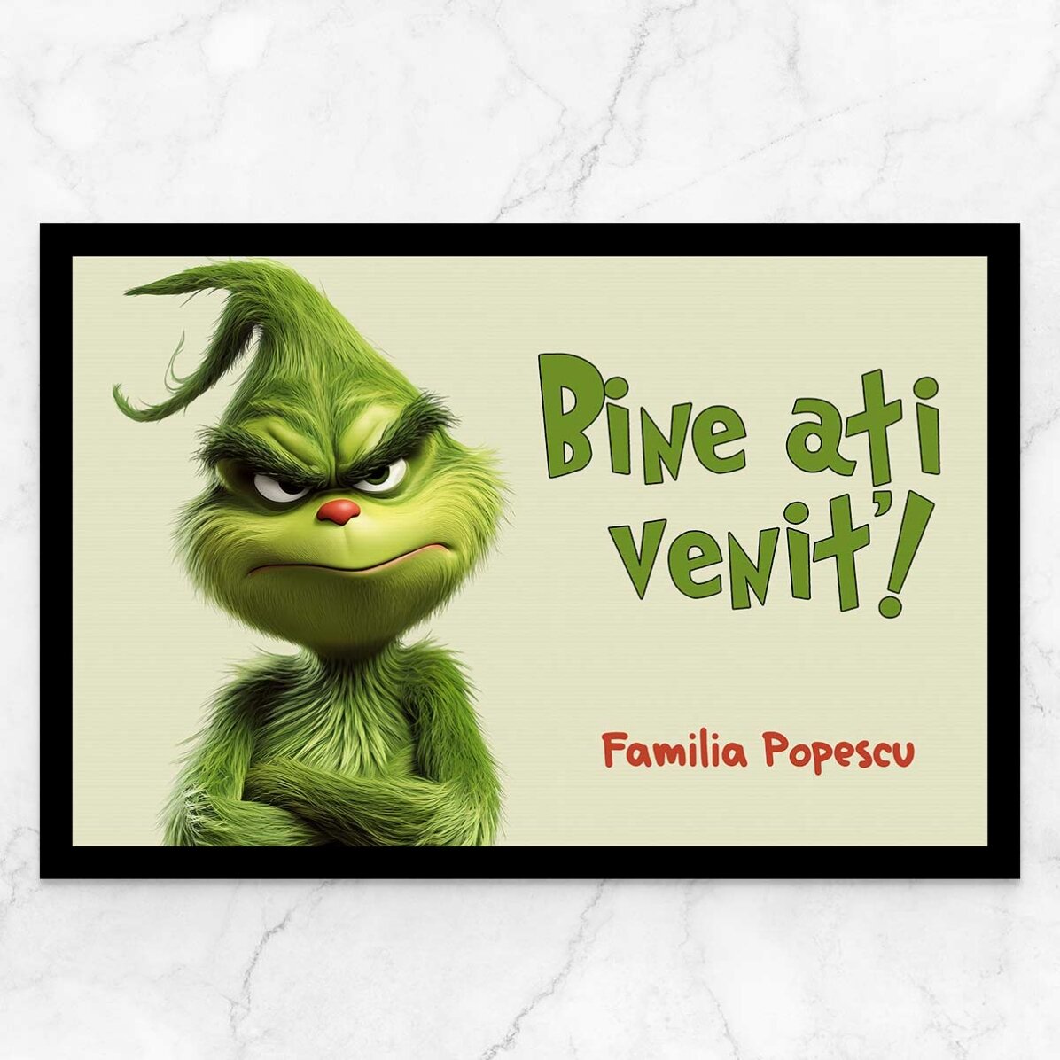 Personalised entrance mat with text - Grinch