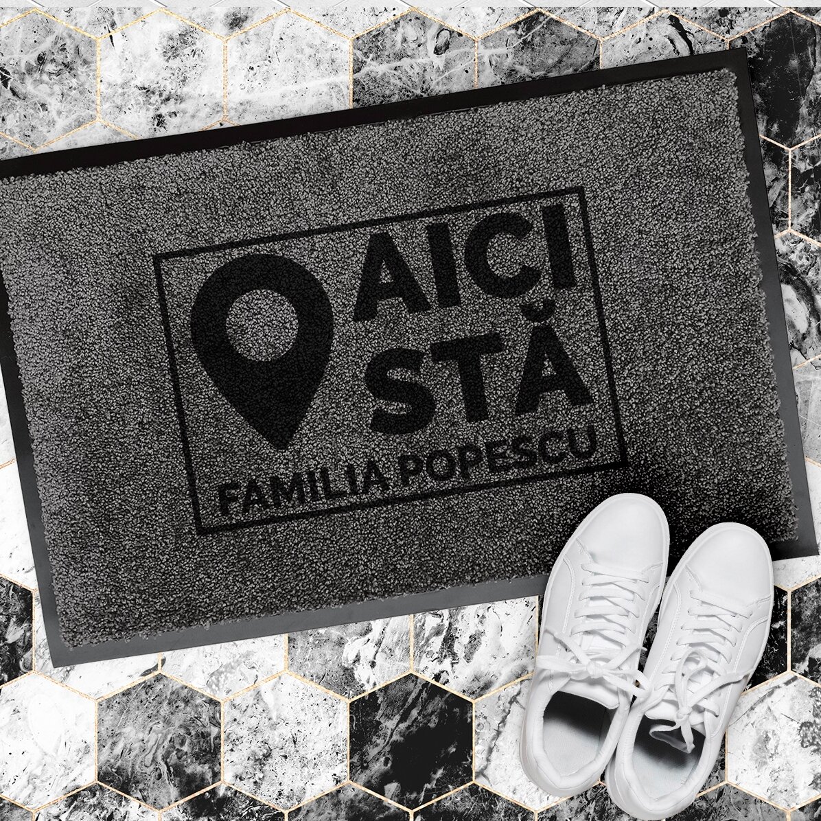 Alfombra de entrada para interior personalizada - Aquí se pone...