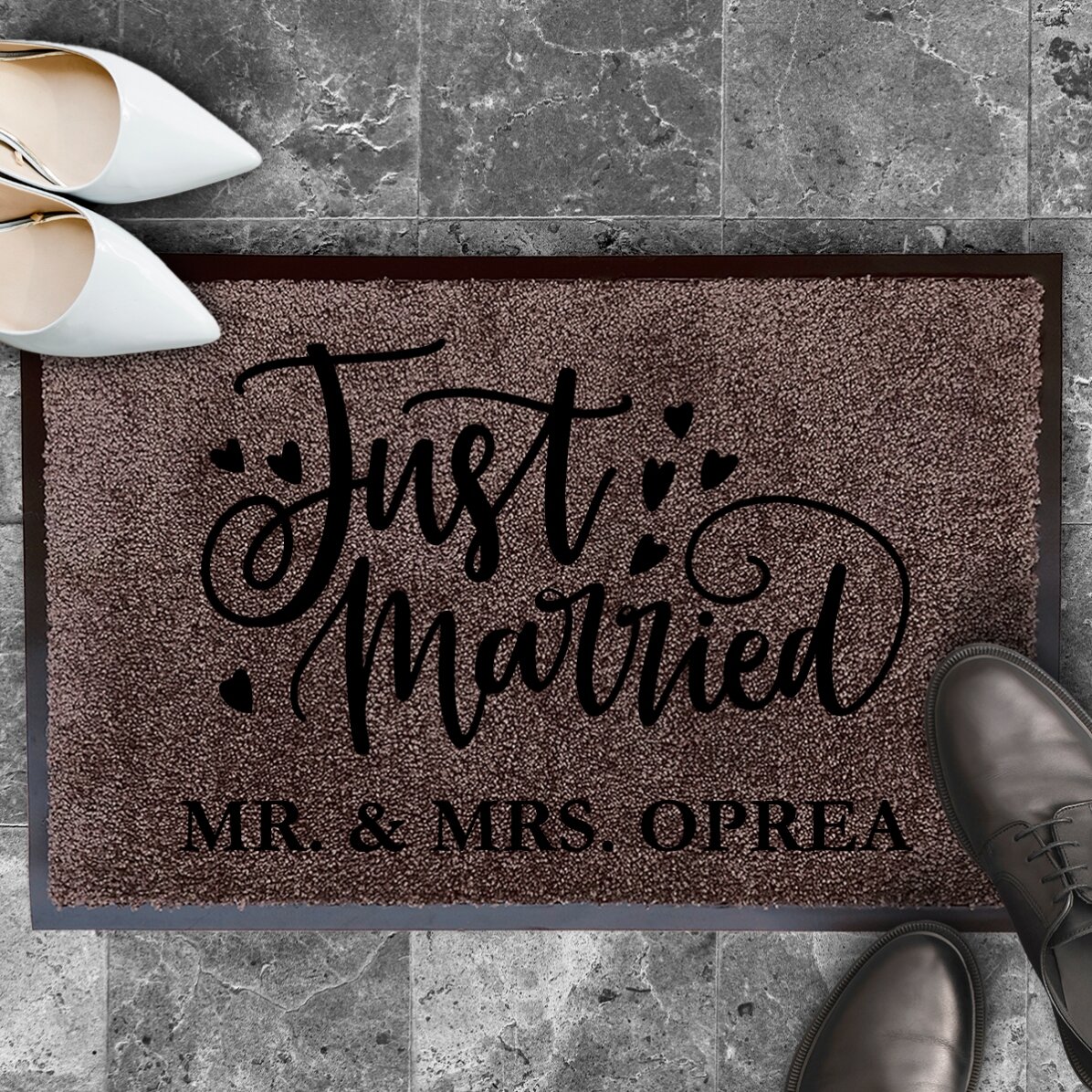 Alfombra de entrada para interior - «Just married»