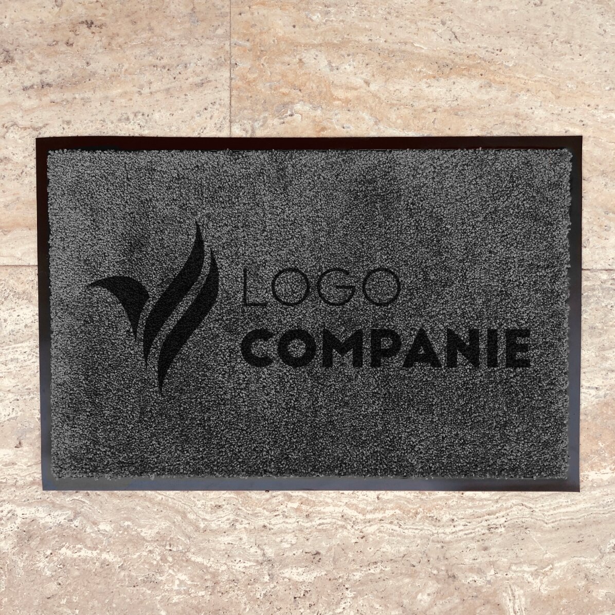 Alfombra de entrada para interior personalizada con logotipo - Gris oscuro