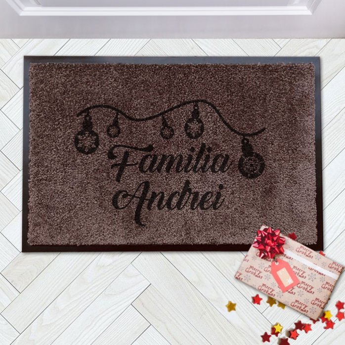 Alfombra de entrada para interior personalizada - Bolas de Navidad