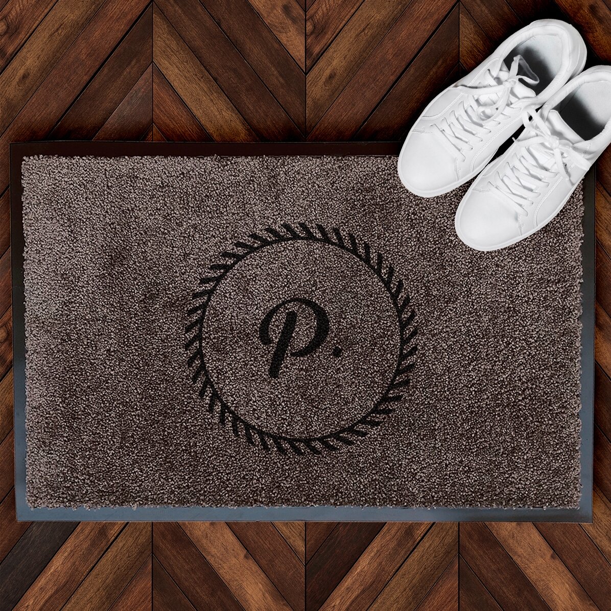 Alfombra de entrada para interior personalizada - Inicial en círculo