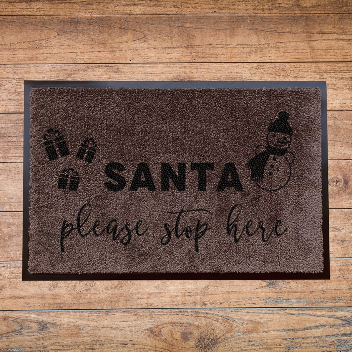 Felpa de entrada para interior personalizada - Santa, por favor, detente aquí