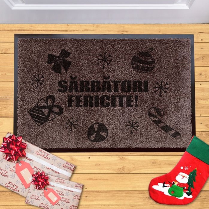Customised indoor entrance mat - Happy holidays!