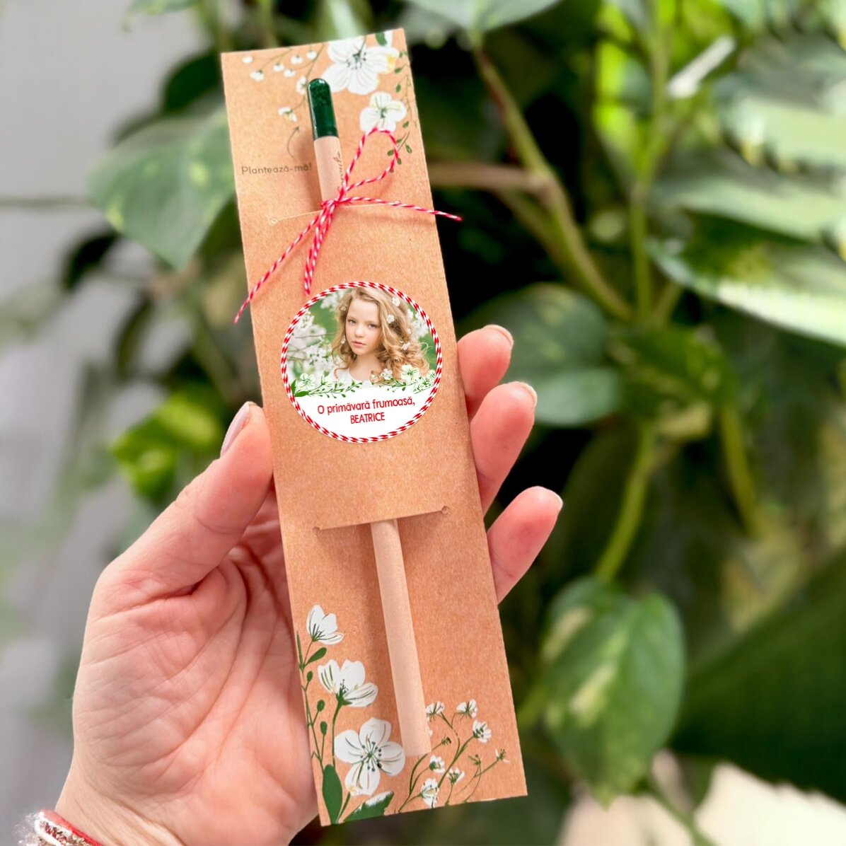 Lápiz plantable personalizado con foto y mensaje
