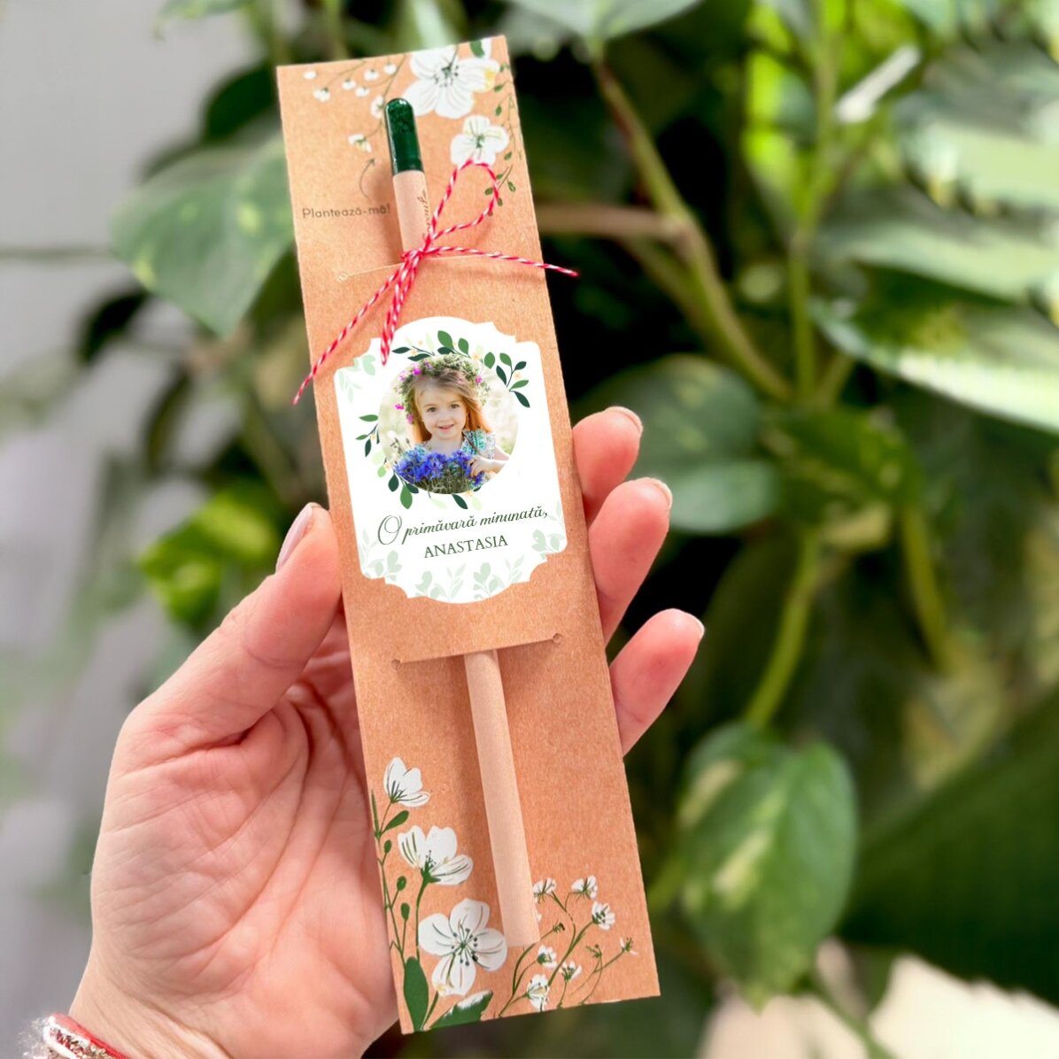 Lápiz plantable personalizado con foto y mensaje - Una primavera maravillosa