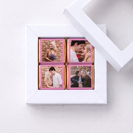 Caja de regalo con 4 minichocolates personalizados con fotos