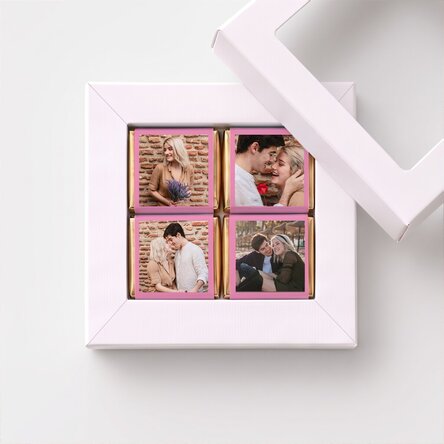 Caja de regalo con 4 minichocolates personalizados con fotos