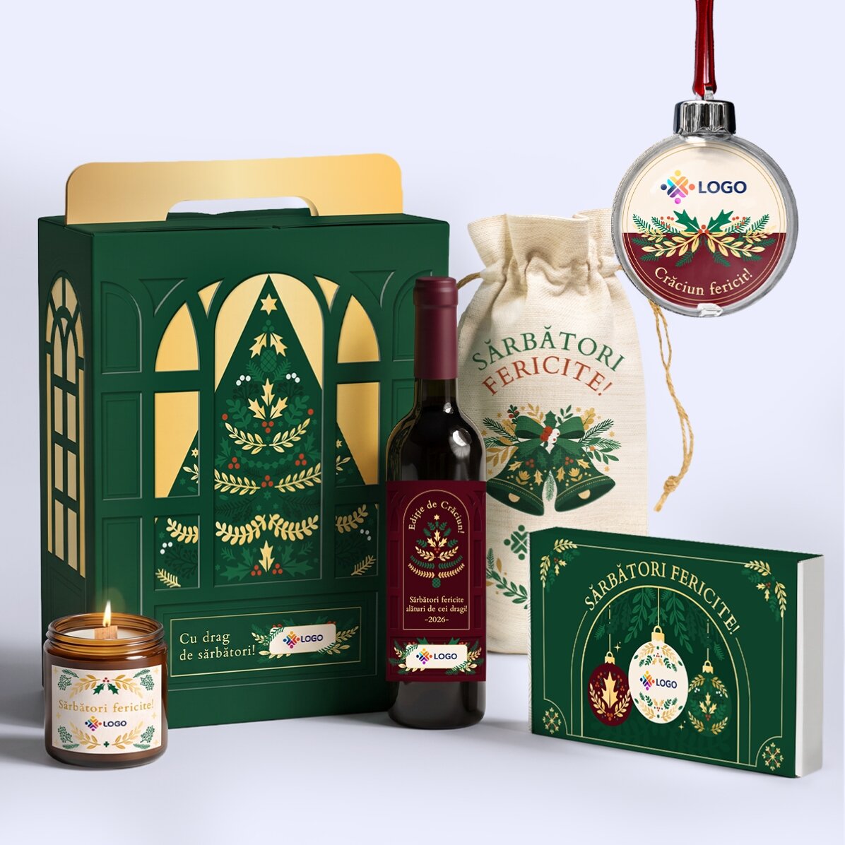 Caja de regalo - Edición de Navidad con productos personalizados con logotipo y mensaje