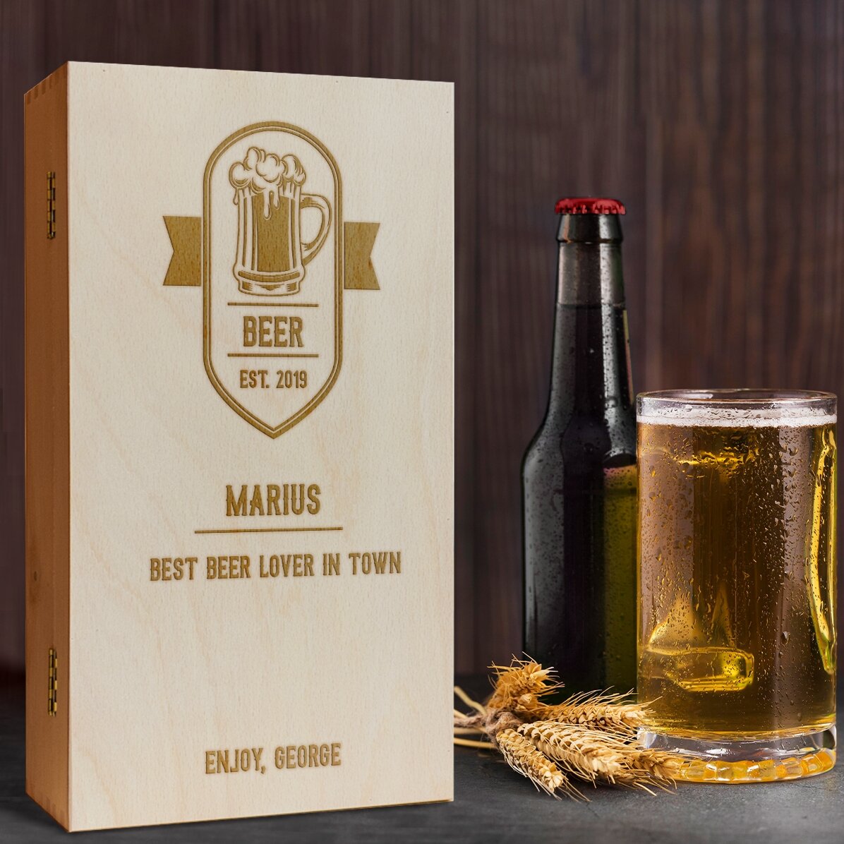 Caja de cerveza personalizada para tres botellas - Best Beer Drinker