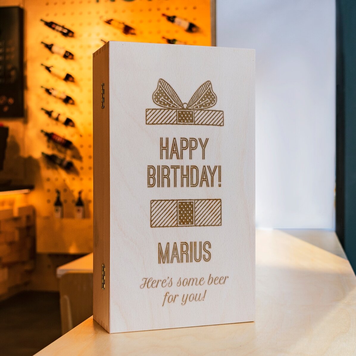 Caja de cerveza personalizada para tres botellas - Regalo