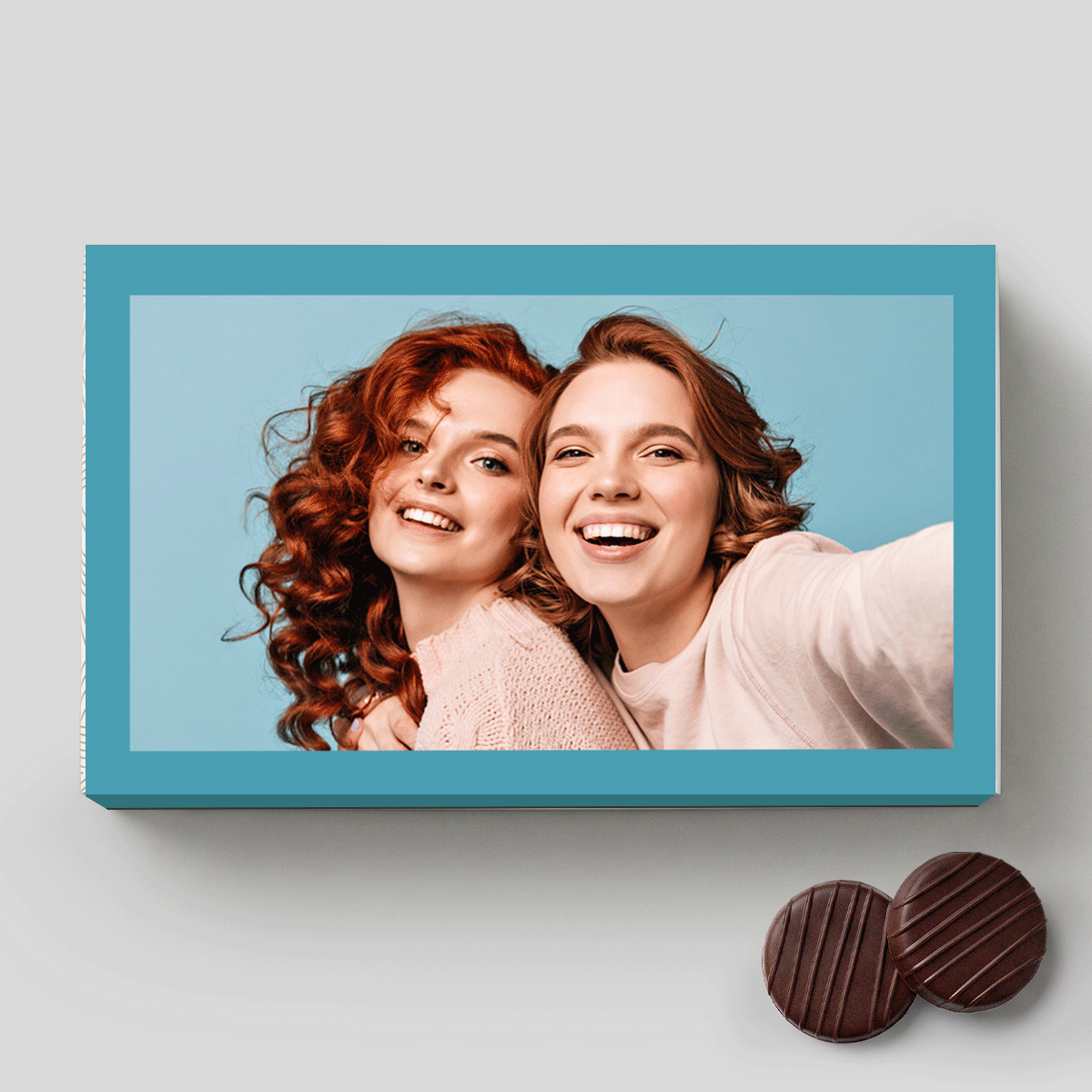 Caja de bombones rellenos de crema personalizada con una foto