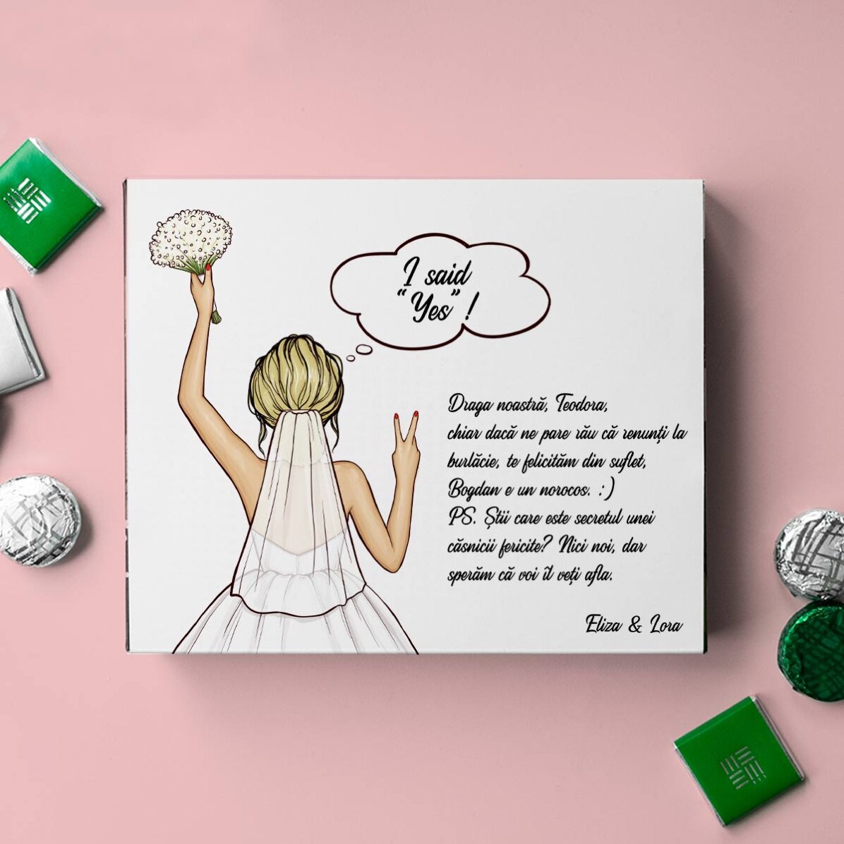 Caja de bombones personalizada con mensaje - Futura novia