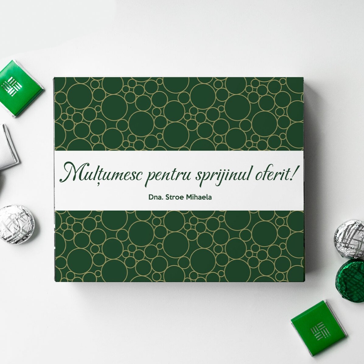 Caja de bombones personalizada con mensaje de agradecimiento - Elegante